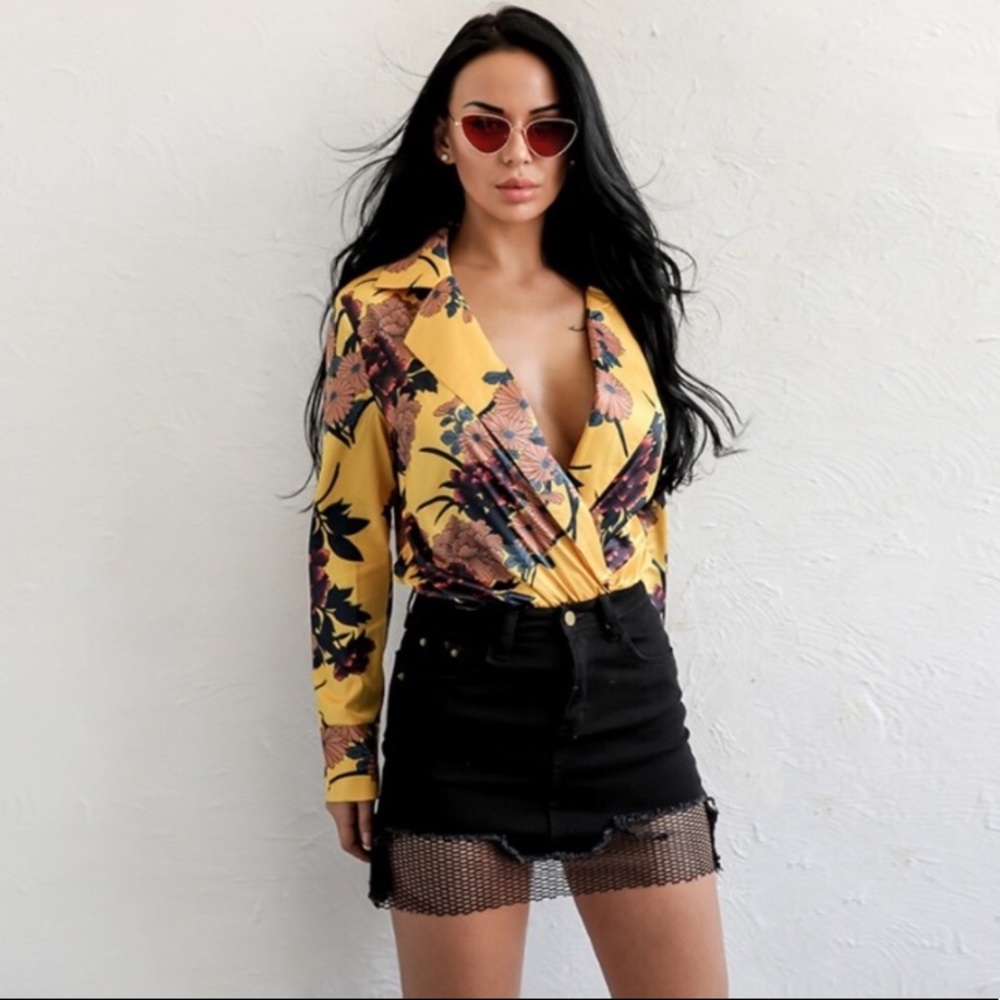 Floral Silk Bodysuit - Picture 3 of 8
